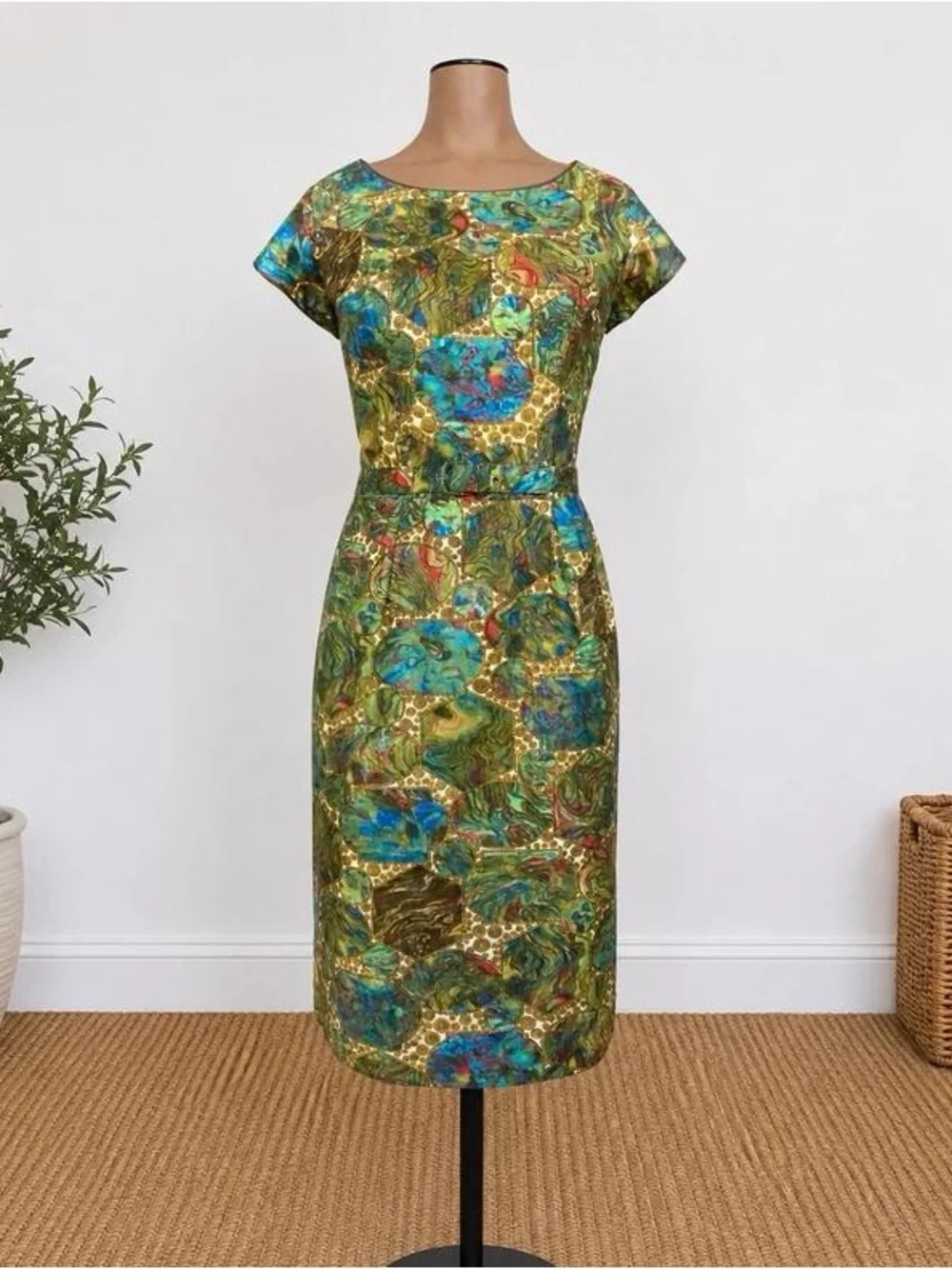 Green Floral Print Cap Sleeve Maxi Dress